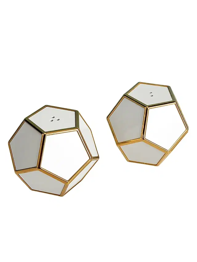 L'Objet Pentagon Spice Jewels 2-Piece Salt & Pepper Shakers - White Gold
