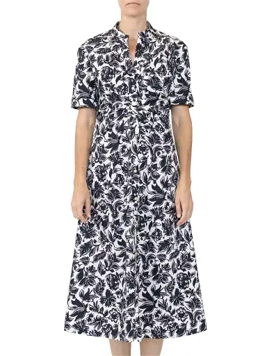 CALLAS MILANO Women's Noor Short Sleeve Shirt-Dress - Black White - Size 2 | Thumbnail 2