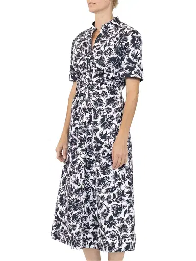 CALLAS MILANO Women's Noor Short Sleeve Shirt-Dress - Black White - Size 2 | Thumbnail 3