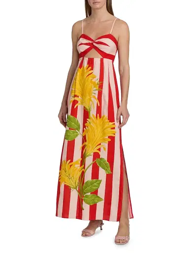 VERANDAH Women's Ammama Twist Draped Maxi Dress - Blush And Vermillion Jacobina - Size XL | Thumbnail 2 VERANDAH Women's Ammama Twist Draped Maxi Dress - Blush And Vermillion Jacobina - Size XL | Thumbnail 2