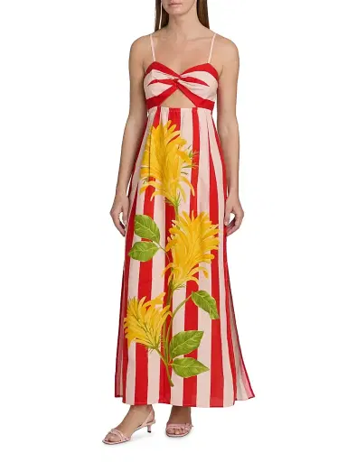 VERANDAH Women's Ammama Twist Draped Maxi Dress - Blush And Vermillion Jacobina - Size XL | Thumbnail 3 VERANDAH Women's Ammama Twist Draped Maxi Dress - Blush And Vermillion Jacobina - Size XL | Thumbnail 3