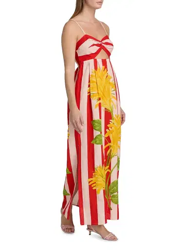 VERANDAH Women's Ammama Twist Draped Maxi Dress - Blush And Vermillion Jacobina - Size XL | Thumbnail 4 VERANDAH Women's Ammama Twist Draped Maxi Dress - Blush And Vermillion Jacobina - Size XL | Thumbnail 4