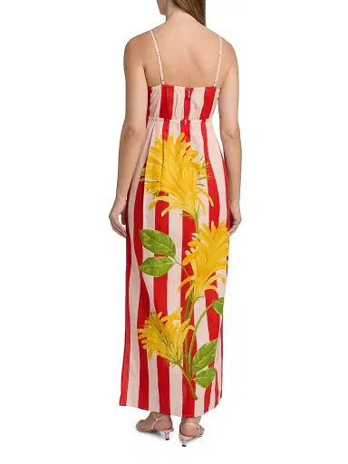 VERANDAH Women's Ammama Twist Draped Maxi Dress - Blush And Vermillion Jacobina - Size XL | Thumbnail 5 VERANDAH Women's Ammama Twist Draped Maxi Dress - Blush And Vermillion Jacobina - Size XL | Thumbnail 5
