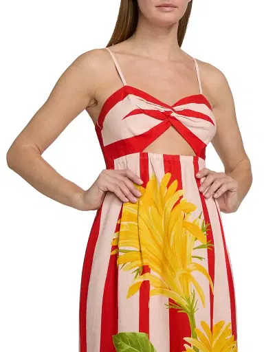 VERANDAH Women's Ammama Twist Draped Maxi Dress - Blush And Vermillion Jacobina - Size XL | Thumbnail 6 VERANDAH Women's Ammama Twist Draped Maxi Dress - Blush And Vermillion Jacobina - Size XL | Thumbnail 6