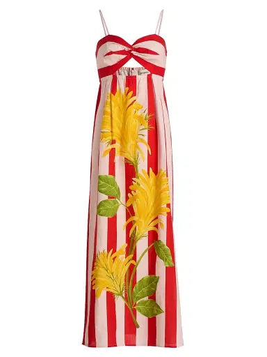 VERANDAH Women's Ammama Twist Draped Maxi Dress - Blush And Vermillion Jacobina - Size XL | Thumbnail 1 VERANDAH Women's Ammama Twist Draped Maxi Dress - Blush And Vermillion Jacobina - Size XL | Thumbnail 1
