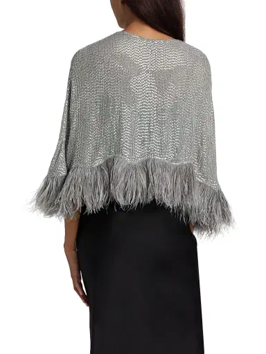 Carolyn Rowan Collection Women's Beaded & Ostrich Feather Silk Chiffon Cape | Thumbnail 5 Carolyn Rowan Collection Women's Beaded & Ostrich Feather Silk Chiffon Cape | Thumbnail 5