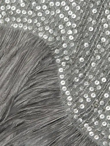 Carolyn Rowan Collection Women's Beaded & Ostrich Feather Silk Chiffon Cape | Thumbnail 7 Carolyn Rowan Collection Women's Beaded & Ostrich Feather Silk Chiffon Cape | Thumbnail 7