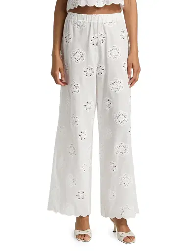 Cami NYC Women's Tiago High-Rise Anglaise Cotton Pants - Macadamia - Size XL | Thumbnail 3
