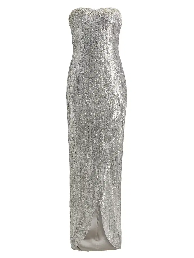 Pamella Roland Women's Embellished Strapless Column Gown - Silver