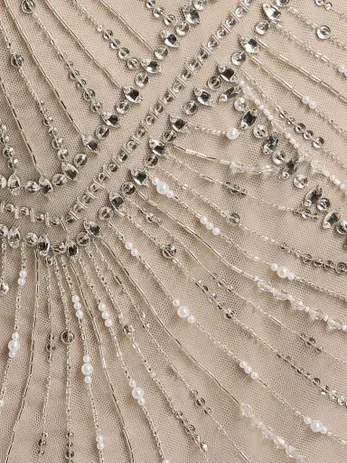 PAMELLA ROLAND Women's Embellished Tulle Halter Column Gown - Silver - Size 8 | Thumbnail 7 PAMELLA ROLAND Women's Embellished Tulle Halter Column Gown - Silver - Size 8 | Thumbnail 7