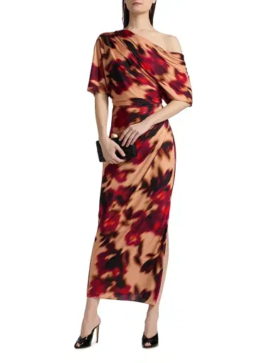 Amsale Women's Blurred Floral Jersey Dress | Thumbnail 3 Amsale Women's Blurred Floral Jersey Dress | Thumbnail 3