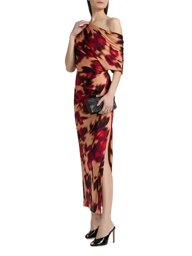 Amsale Women's Blurred Floral Jersey Column Gown - Magenta Multi - Size 8 | Thumbnail 4 Amsale Women's Blurred Floral Jersey Column Gown - Magenta Multi - Size 8 | Thumbnail 4