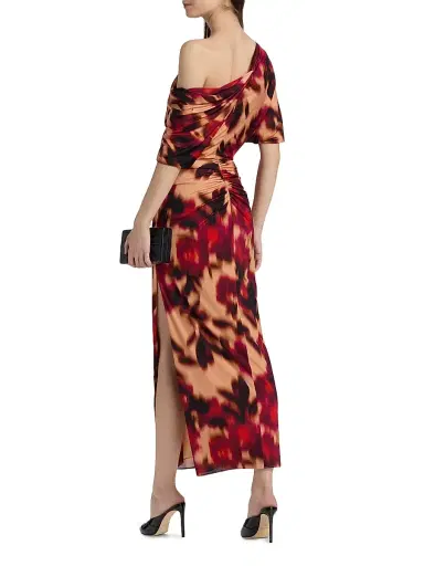 Amsale Women's Blurred Floral Jersey Column Gown - Magenta Multi - Size 8 | Thumbnail 5 Amsale Women's Blurred Floral Jersey Column Gown - Magenta Multi - Size 8 | Thumbnail 5