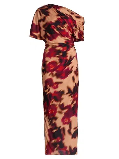 Amsale Women's Blurred Floral Jersey Column Gown - Magenta Multi - Size 8 | Thumbnail 1 Amsale Women's Blurred Floral Jersey Column Gown - Magenta Multi - Size 8 | Thumbnail 1