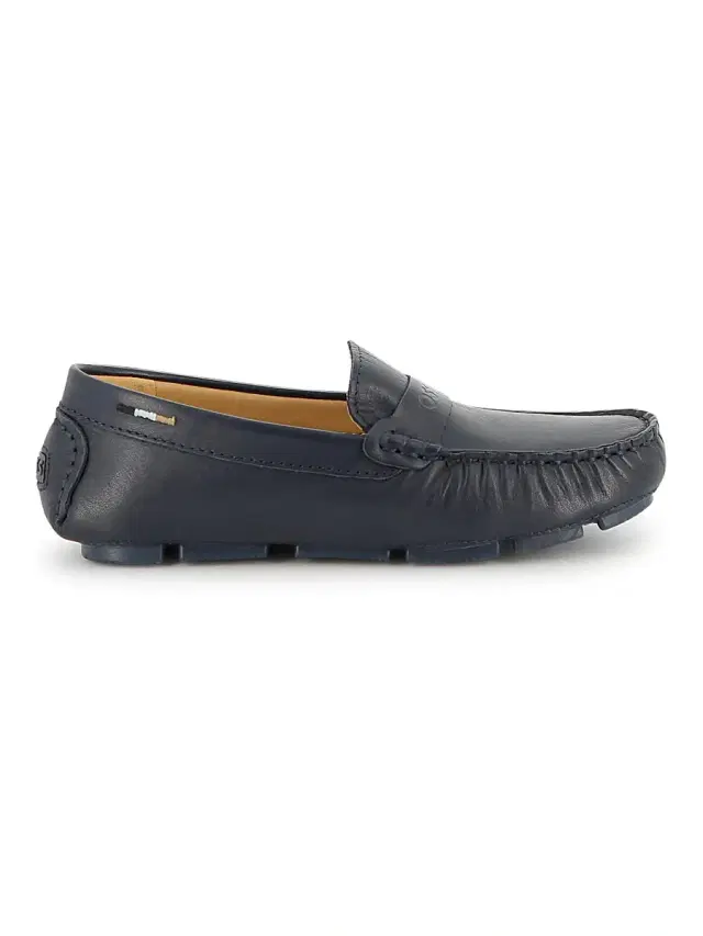 BOSS Boy's Leather Loafers - Electric Blue 3.5 (Child)
