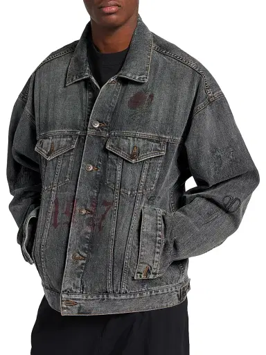 Balenciaga Men's Tattoo Boxy Jacket - Dark Grey - Size Large | Thumbnail 3 Balenciaga Men's Tattoo Boxy Jacket - Dark Grey - Size Large | Thumbnail 3