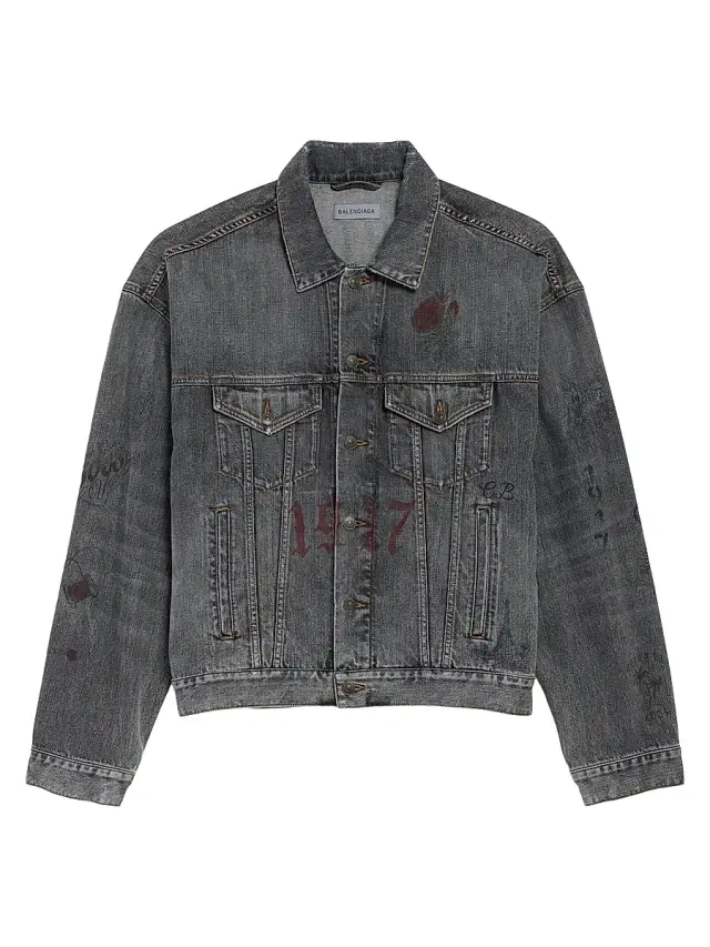 Balenciaga Men's Tattoo Boxy Jacket - Dark Grey