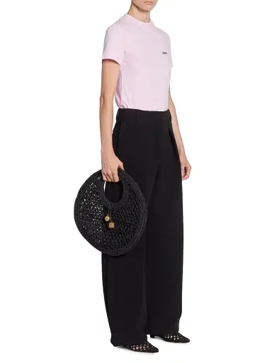 Jacquemus Women's Le Petit Rond Crotchet-Knit Raffia Bag - Black | Thumbnail 2 Jacquemus Women's Le Petit Rond Crotchet-Knit Raffia Bag - Black | Thumbnail 2