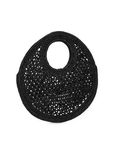 Jacquemus Women's Le Petit Rond Crotchet-Knit Raffia Bag - Black | Thumbnail 5 Jacquemus Women's Le Petit Rond Crotchet-Knit Raffia Bag - Black | Thumbnail 5