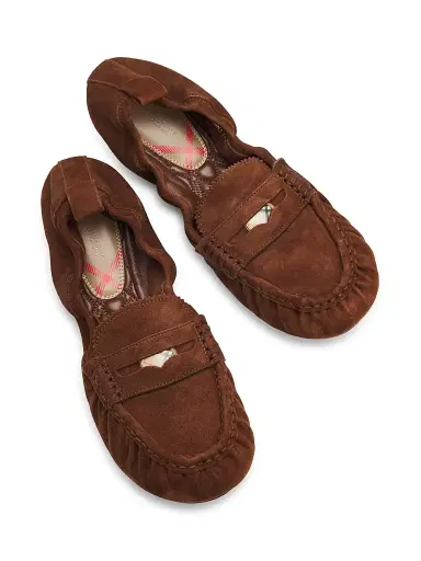 Burberry Women's Fawn Suede Loafer Flats | Thumbnail 4 Burberry Women's Fawn Suede Loafer Flats | Thumbnail 4
