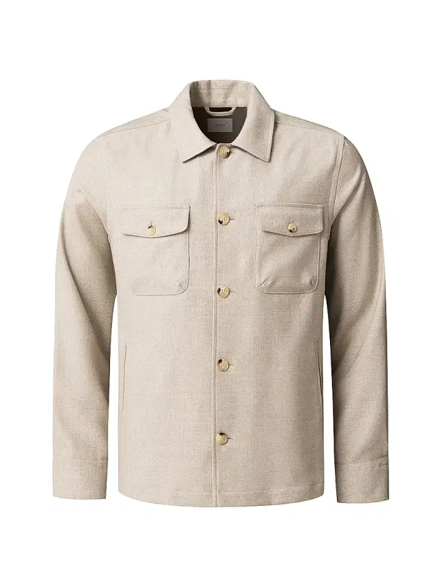 Men's Wool-Cashmere Overshirt - Beige