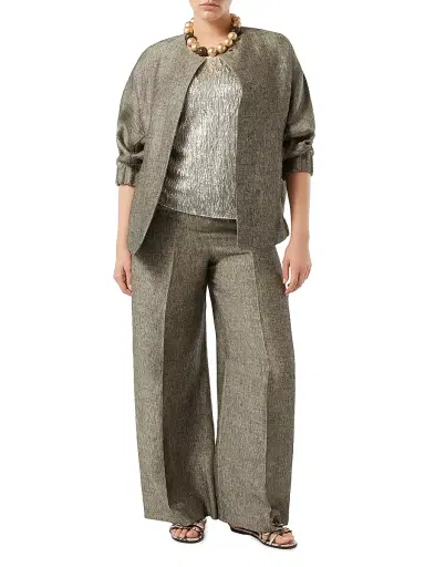 Marina Rinaldi Women's Embroidered Tulle Top - Silver - Size XXL | Thumbnail 2
