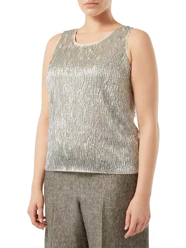 Marina Rinaldi Women's Embroidered Tulle Top - Silver - Size XXL | Thumbnail 3