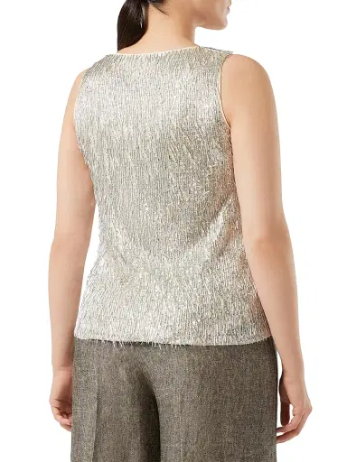 Marina Rinaldi Women's Embroidered Tulle Top - Silver - Size XXL | Thumbnail 4