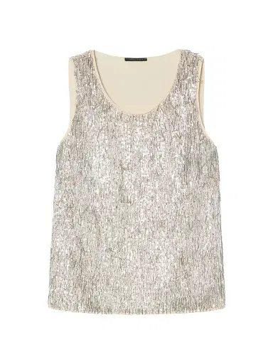 Marina Rinaldi Women's Embroidered Tulle Top - Silver - Size XXL | Thumbnail 1