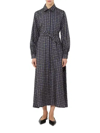 Max Mara Women's Printed Silk Shirt Dress - Ultramarine - Size 8 | Thumbnail 2 Max Mara Women's Printed Silk Shirt Dress - Ultramarine - Size 8 | Thumbnail 2