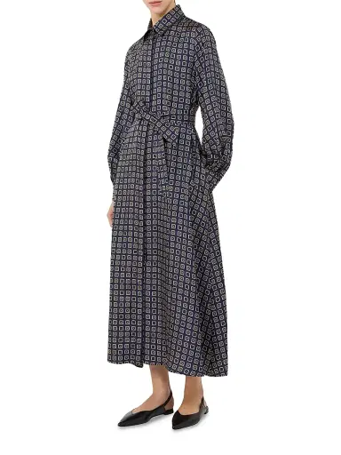 Max Mara Women's Printed Silk Shirt Dress - Ultramarine - Size 8 | Thumbnail 3 Max Mara Women's Printed Silk Shirt Dress - Ultramarine - Size 8 | Thumbnail 3