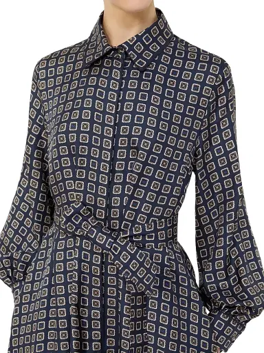 Max Mara Women's Printed Silk Shirt Dress - Ultramarine - Size 8 | Thumbnail 5 Max Mara Women's Printed Silk Shirt Dress - Ultramarine - Size 8 | Thumbnail 5