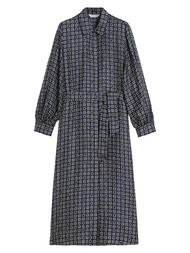 Max Mara Women's Printed Silk Shirt Dress - Ultramarine - Size 8 | Thumbnail 1 Max Mara Women's Printed Silk Shirt Dress - Ultramarine - Size 8 | Thumbnail 1