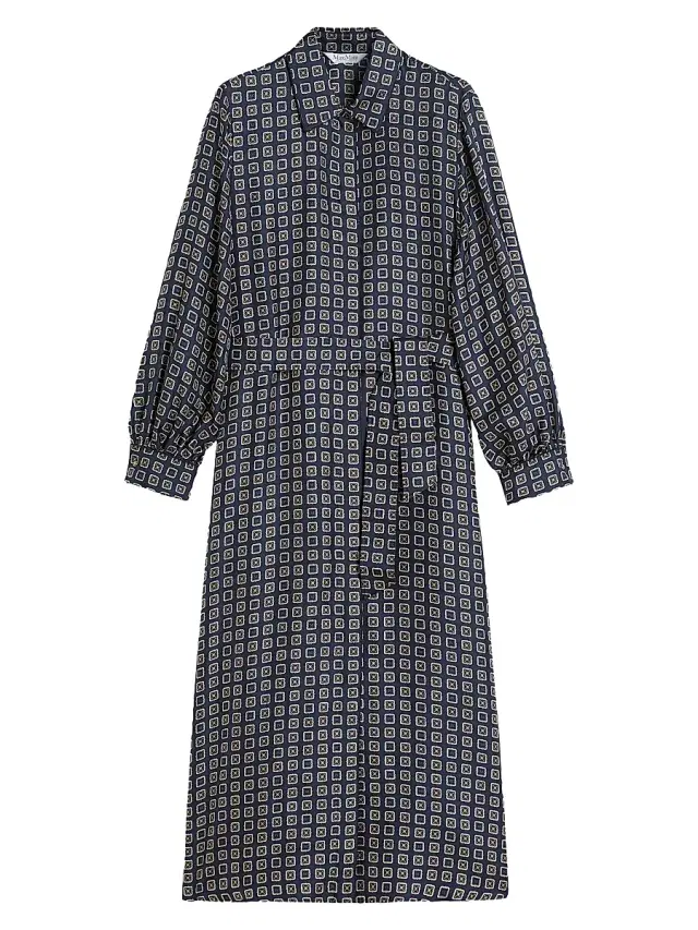 Max Mara Women's Printed Silk Shirt Dress - Ultramarine
