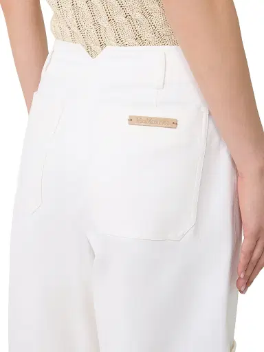 Max Mara Women's Cotton Bull Denim Cargo Trousers - Optical White - Size 16 | Thumbnail 4 Max Mara Women's Cotton Bull Denim Cargo Trousers - Optical White - Size 16 | Thumbnail 4