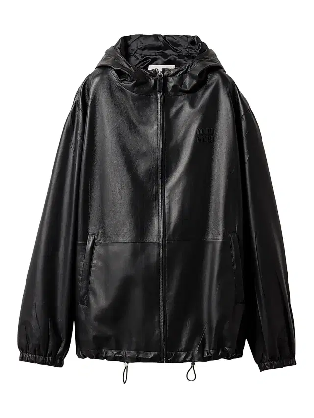 Miu Miu Women's Nappa Leather Hoodie Jacket - Black