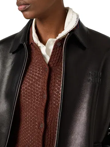 Miu Miu Women's Plongé Nappa Leather Jacket | Thumbnail 4 Miu Miu Women's Plongé Nappa Leather Jacket | Thumbnail 4