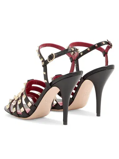 Valentino Garavani Women's Rockstud 100MM Kidskin Sandals - Black | Thumbnail 3 Valentino Garavani Women's Rockstud 100MM Kidskin Sandals - Black | Thumbnail 3