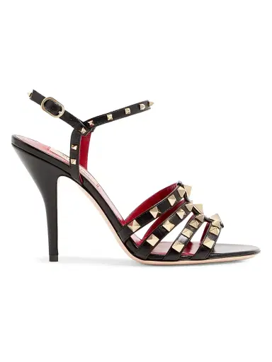 Valentino Garavani Women's Rockstud 100MM Kidskin Sandals - Black | Thumbnail 1 Valentino Garavani Women's Rockstud 100MM Kidskin Sandals - Black | Thumbnail 1