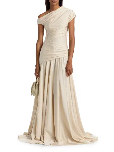 Chiara Boni La Petite Robe Women's Becia JJ Satin Asymmetric Gown | Thumbnail 3 Chiara Boni La Petite Robe Women's Becia JJ Satin Asymmetric Gown | Thumbnail 3