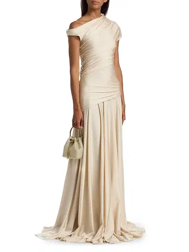 Chiara Boni La Petite Robe Women's Becia JJ Satin Asymmetric Gown | Thumbnail 4 Chiara Boni La Petite Robe Women's Becia JJ Satin Asymmetric Gown | Thumbnail 4
