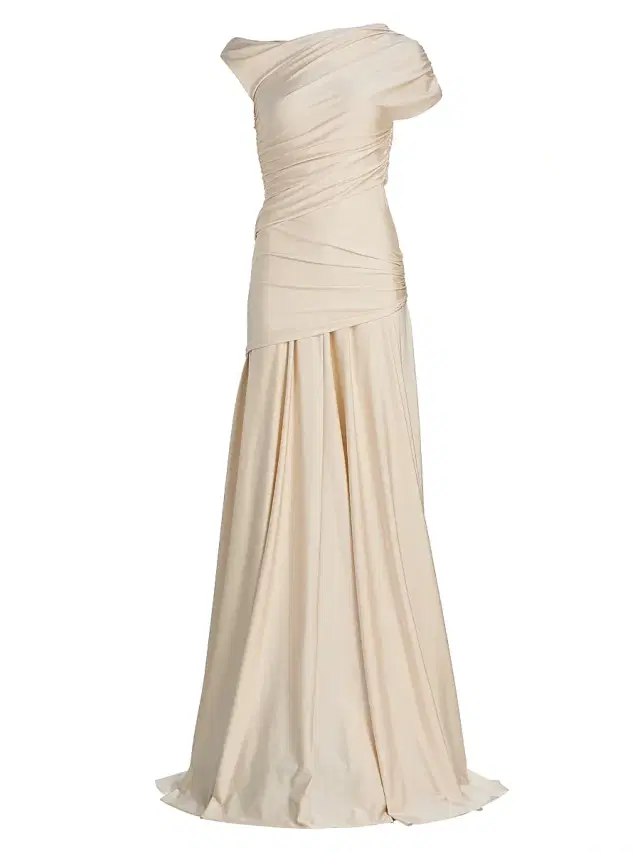 Chiara Boni La Petite Robe Women's Becia JJ Satin Asymmetric Gown - Macadamia