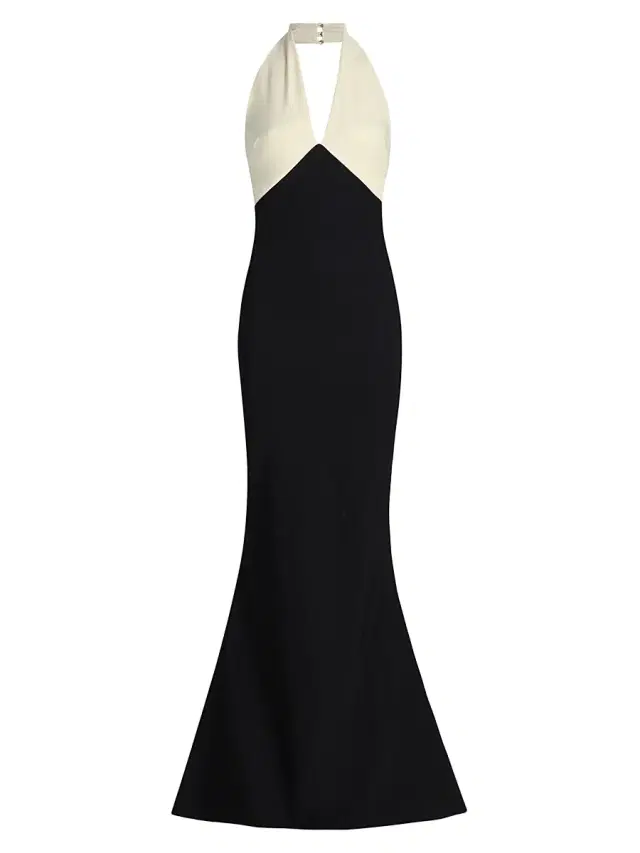 Chiara Boni La Petite Robe Women's Noori Halter Mermaid Gown - Black Cream