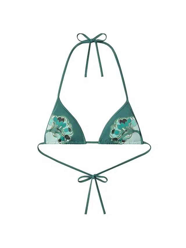 La DoubleJ Women's Bikini Top - Blooming Tulip Place Mint