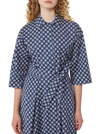 Weekend Max Mara Women's Printed Cotton Poplin Dress - Navy - Size 14 | Thumbnail 5