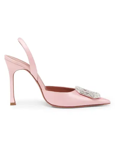 Amina Muaddi Women's Camelia 105MM Satin Slingback Sandals | Thumbnail 1
