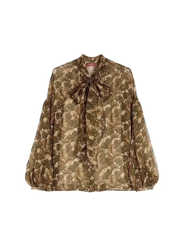 Max Mara Women's Printed Silk Chiffon Blouse - Natural