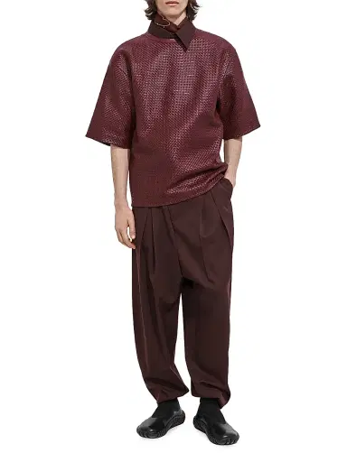 Bottega Veneta Men's Intrecciato Leather Oversized T-Shirt - Barolo | Thumbnail 2