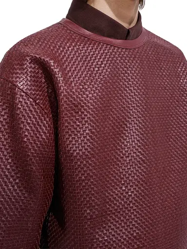 Bottega Veneta Men's Intrecciato Leather Oversized T-Shirt - Barolo | Thumbnail 5