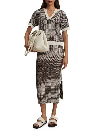 Varley Women's Dora Chevron Knit Top - Snow White Black | Thumbnail 2